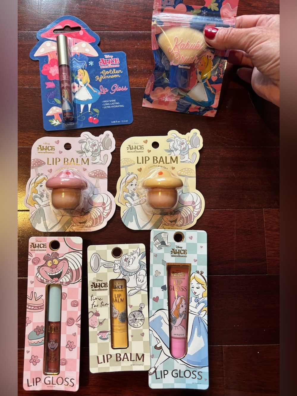 Alice In Wonderland lip gloss (7) collection, women girls makeup, new